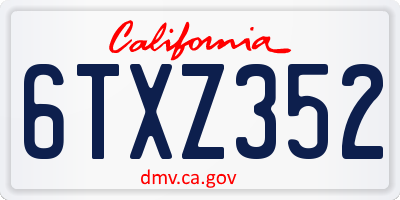 CA license plate 6TXZ352