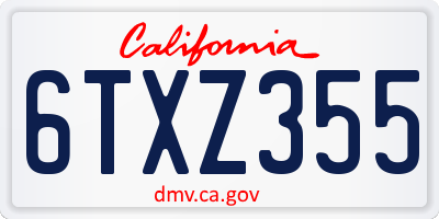 CA license plate 6TXZ355