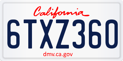 CA license plate 6TXZ360