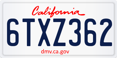CA license plate 6TXZ362