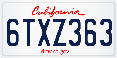 CA license plate 6TXZ363