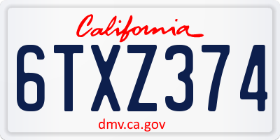 CA license plate 6TXZ374