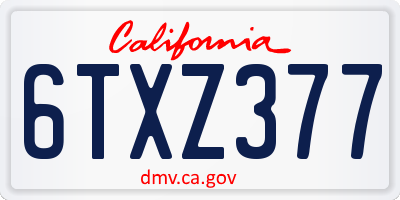 CA license plate 6TXZ377