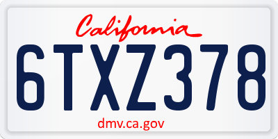 CA license plate 6TXZ378