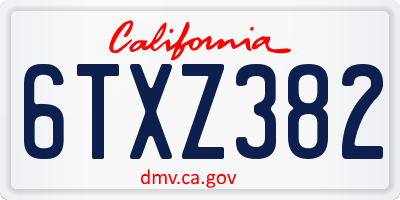 CA license plate 6TXZ382