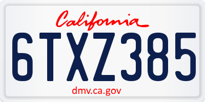 CA license plate 6TXZ385