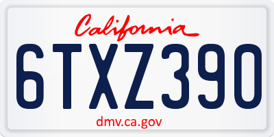 CA license plate 6TXZ390