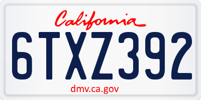 CA license plate 6TXZ392