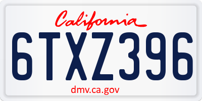 CA license plate 6TXZ396
