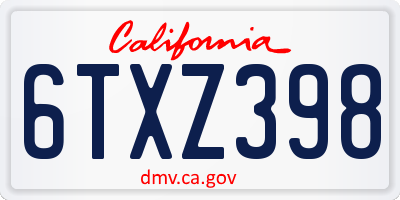 CA license plate 6TXZ398