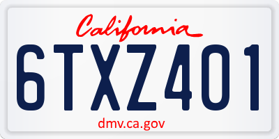 CA license plate 6TXZ401