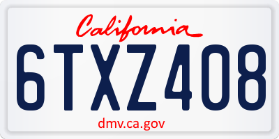 CA license plate 6TXZ408