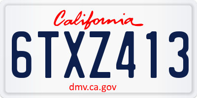 CA license plate 6TXZ413