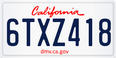 CA license plate 6TXZ418