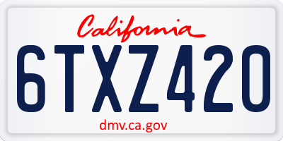 CA license plate 6TXZ420