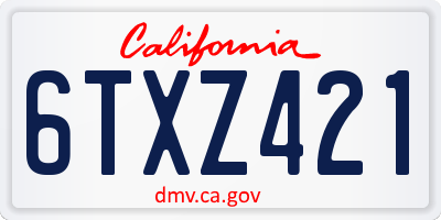 CA license plate 6TXZ421