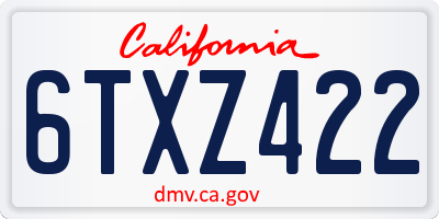 CA license plate 6TXZ422