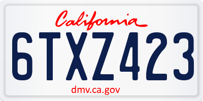 CA license plate 6TXZ423