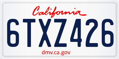 CA license plate 6TXZ426