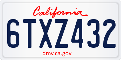CA license plate 6TXZ432