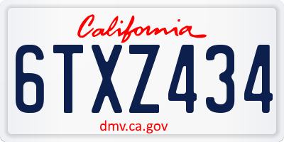CA license plate 6TXZ434