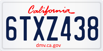 CA license plate 6TXZ438