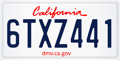 CA license plate 6TXZ441