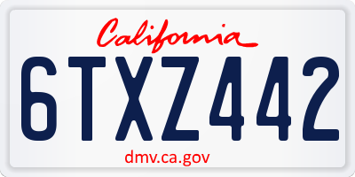 CA license plate 6TXZ442
