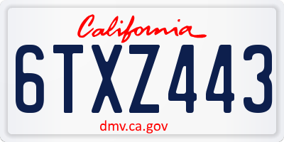 CA license plate 6TXZ443