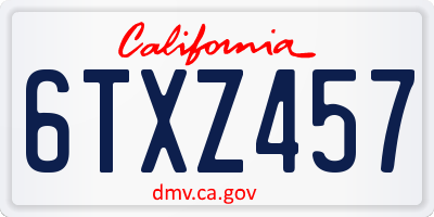 CA license plate 6TXZ457