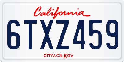 CA license plate 6TXZ459
