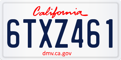 CA license plate 6TXZ461