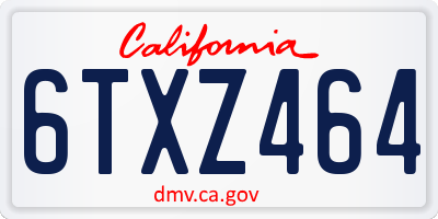 CA license plate 6TXZ464