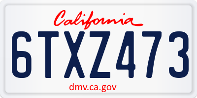 CA license plate 6TXZ473