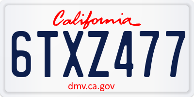 CA license plate 6TXZ477