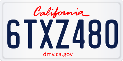 CA license plate 6TXZ480