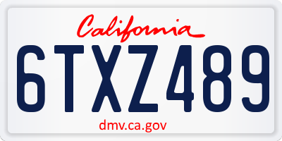 CA license plate 6TXZ489