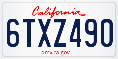 CA license plate 6TXZ490