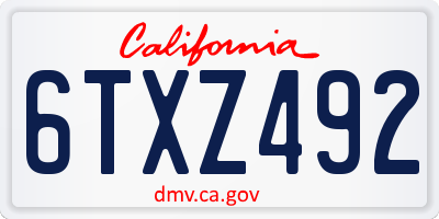 CA license plate 6TXZ492