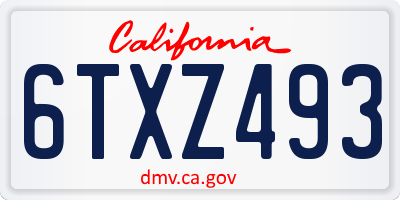 CA license plate 6TXZ493