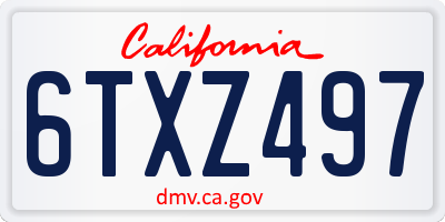 CA license plate 6TXZ497