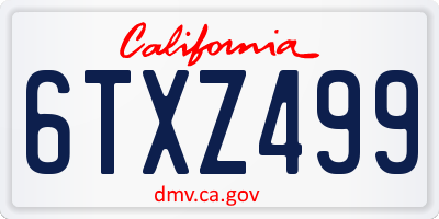 CA license plate 6TXZ499