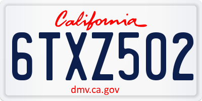 CA license plate 6TXZ502