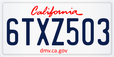 CA license plate 6TXZ503