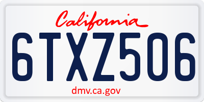 CA license plate 6TXZ506
