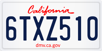 CA license plate 6TXZ510