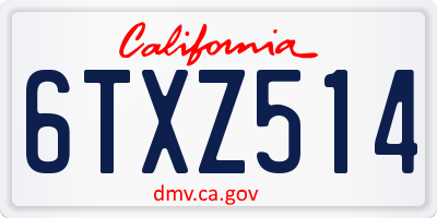 CA license plate 6TXZ514