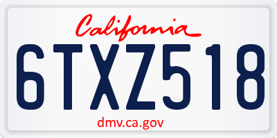 CA license plate 6TXZ518