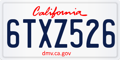 CA license plate 6TXZ526