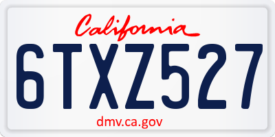 CA license plate 6TXZ527